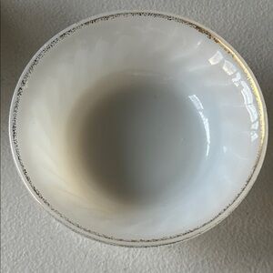 Vintage Fire King White Swirl With Gold Trim Berry/Dessert Bowl.